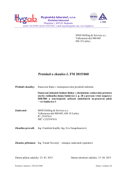 Protokol o zkoušc Protokol o zkoušce č. FM 2015/060