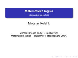 Matematická logika - prednáška jedenáctá