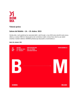 Tisková zpráva Salone del Mobile – 14. – 19. dubna 2015