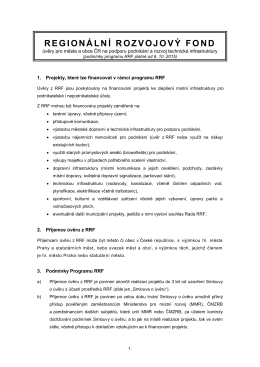 programu RRF - Českomoravská záruční a rozvojová banka, as