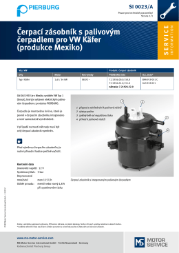 Čerpací zásobník s palivovým čerpadlem pro VW Käfer (produkce