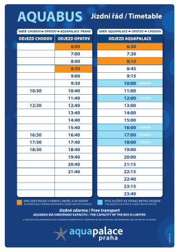 AQUABUS Jízdní řád / Timetable