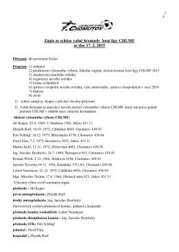 Zápis ze schůze valné hromady letní ligy CHLMF ze dne 17. 2. 2015