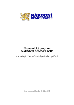 Ekonomický program NÁRODNÍ DEMOKRACIE