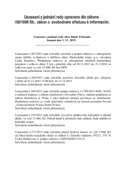 Usnesení z jednání rady obce Dolní Třebonín konané dne 3. 12. 2015.