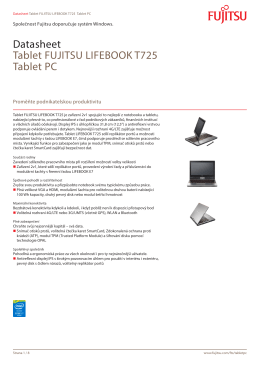 Datasheet Tablet FUJITSU LIFEBOOK T725 Tablet - Fujitsu