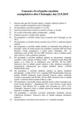 Usnesení z 8. veřejného zasedání zastupitelstva obce Chaloupky