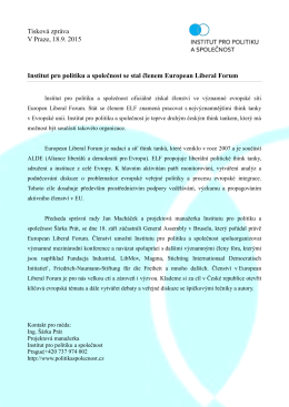 Tisková zpráva V Praze, 18.9. 2015 Institut pro politiku a společnost