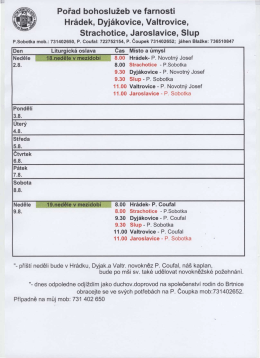 Pořad bohoslužeb ve farnosti