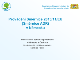 Provádění Směrnice 2013/11/EU (Směrnice ADR