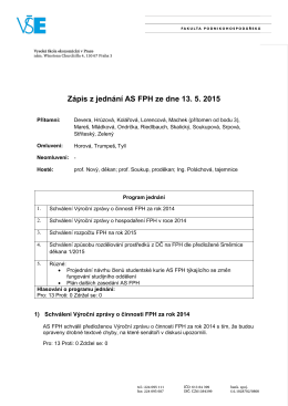 Zápis z jednání AS FPH ze dne 13. 5. 2015