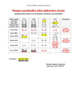 Rozpis soustředění dálkového studia ve školním roce 2015/2016