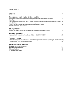 Obsah 1/2015 Editorial Recenzované stati, studie, úvahy a analýzy