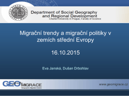 Migrační trendy a migrační politiky v zemích střední Evropy 16.10.2015