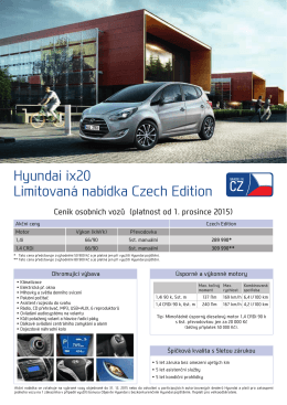 Hyundai ix20 Limitovaná nabídka Czech Edition