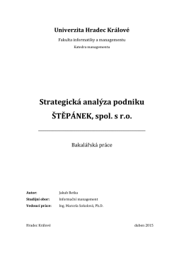 Strategická analýza podniku ŠTĚPÁNEK, spol. s r.o.