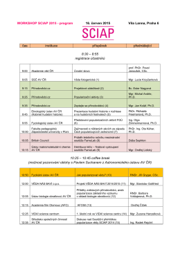 WORKSHOP SCIAP 2015 - program 16. červen 2015 Vila Lanna