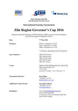 International Fencing Tournament Zlín Region Governor`s Cup 2016