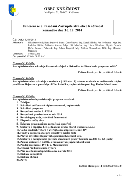 Usnesení ze zasedání č. 7/2014