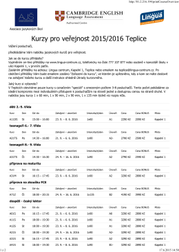 Kurzy pro veřejnost 2015/2016 Teplice