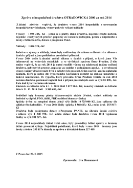Zpráva o hospodaření družstva - Bytové družstvo Otradovická 2000