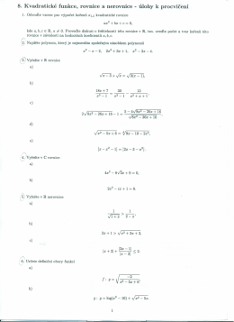 8. Kvadratické funkce, rovnice a nerovnice - úlohy k