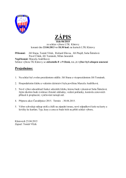 ZÁPIS číslo 06/2015 ze schůze výboru LTK Klatovy konané dne 24