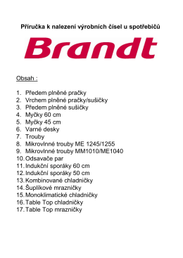 Návod k nalezení sériových čísel u spotřebičů Brandt
