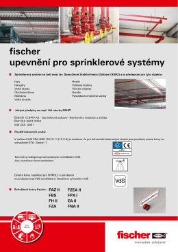 fischer upevnění pro sprinklerové systémy