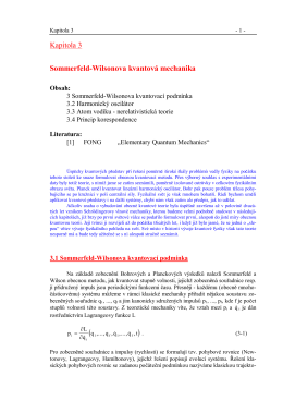 Kapitola 3 Sommerfeld-Wilsonova kvantová mechanika