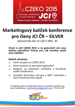 Marke%ngový balíček konference pro členy JCI ČR