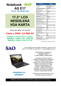 Notebook AS E17 17,3“ LCD NESDÍLENÁ VGA KARTA