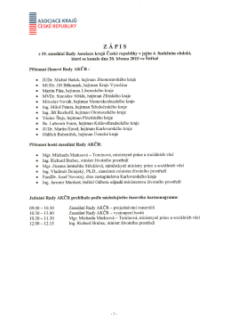Zápis z 19. zasedání Rady Asociace krajů ČR ze dne 20. března 2015