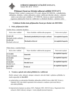 Vyhlášení 3.kola přijímacího řízení pro školní rok 2015/2015