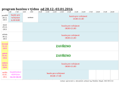 program bazénu v týdnu od 28.12.