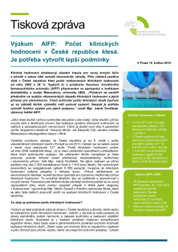 Tisková zpráva - Asociace inovativního farmaceutického průmyslu