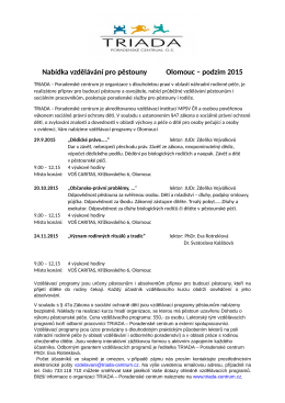 Nabídka vzdělávání pro pěstouny Olomouc – podzim 2015