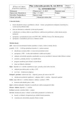 Plán výchovného poradce šk. rok 2015/16 Strana 1