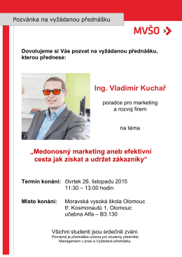 Ing. Vladimír Kuchař, poradce pro marketing a rozvoj firem