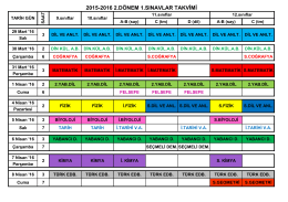 2.dönem 1.sınav takvimi