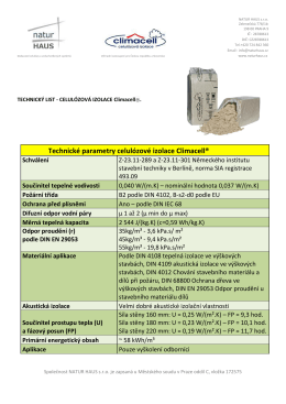 Technické parametry celulózové izolace Climacell®