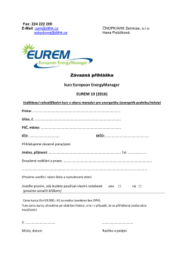 Přihláška do kurzu Manažer pro energetiku EUREM