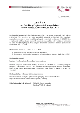 Zpráva o výsledku přezkoumání hospodaření za rok 2014