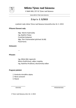 Zápis č. 05/2015 z jednání rady města konaného dne 16.3.2015