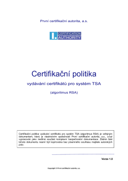 Certifikační politika - První certifikační autorita, a.s.