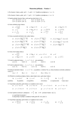 Maturitní příklady – Funkce 1 c) f (x)=log(x2 −2 x+2) f) f (x)=log(x2 −2