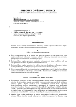 Smlouva o výkonu funkce předsedy představenstva 10/2015