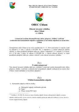 Obecně závazná vyhláška obce Chlum č. 1/2014, o stanovení