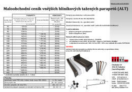 Maloobchodní ceník vnějších hliníkových tažených parapetů (ALT)