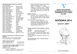 ROČENKA 2014 - Česká společnost otorinolaryngologie a chirurgie